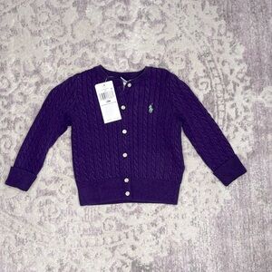 Ralph Lauren - Mini-Cable Cotton Cardigan - Baby Girl - Purple - 18 month